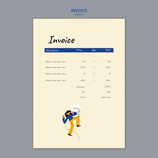 Free PSD karaoke fun invoice template