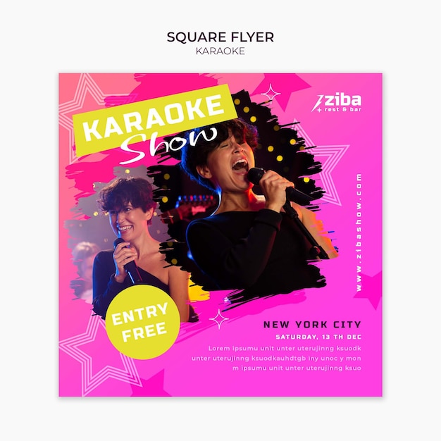 Free PSD karaoke fun square flyer template