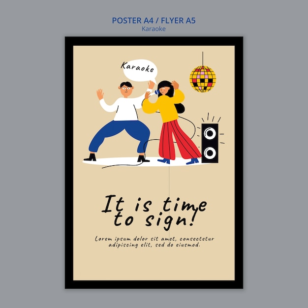 Karaoke fun vertical poster template