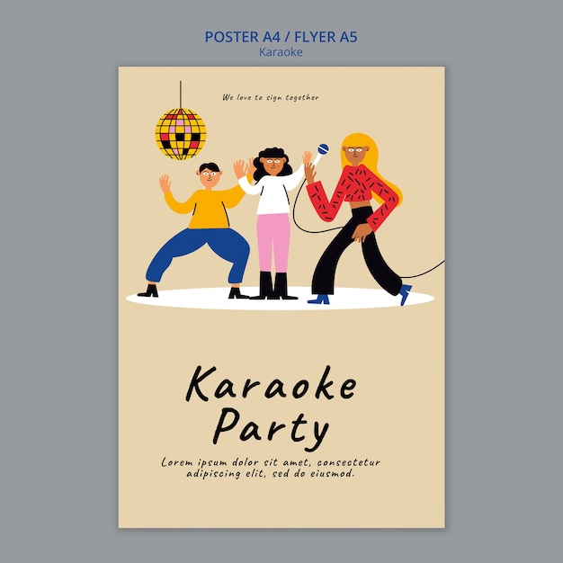 PSD gratuito modello di poster verticale divertente per karaoke