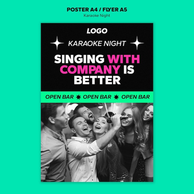 PSD gratuito modello di poster verticale per feste notturne di karaoke