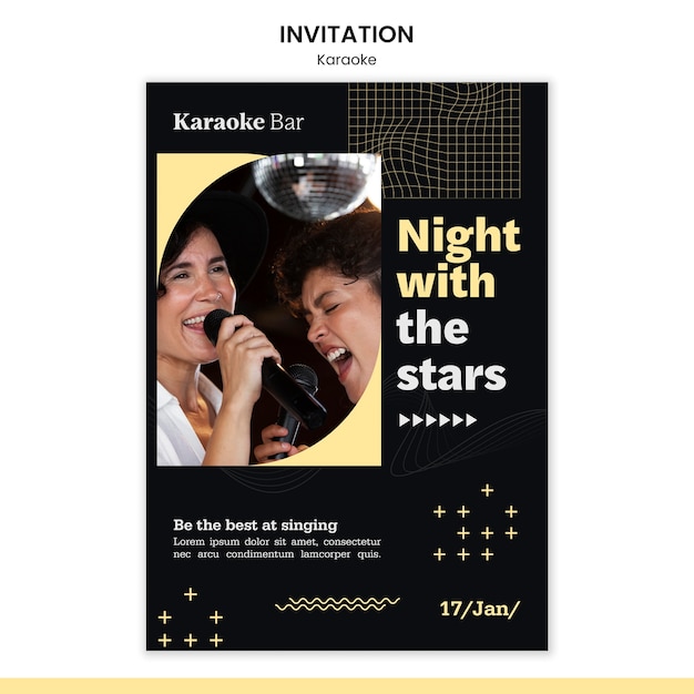 PSD gratuito modello di invito per una festa di karaoke