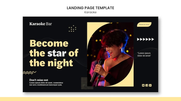 PSD gratuito modello di pagina di destinazione della festa di karaoke