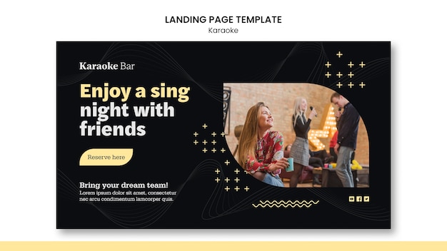 Free PSD karaoke party landing page template