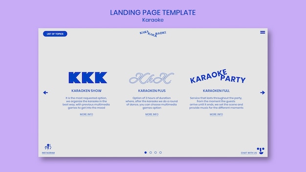 Free PSD karaoke party landing page template