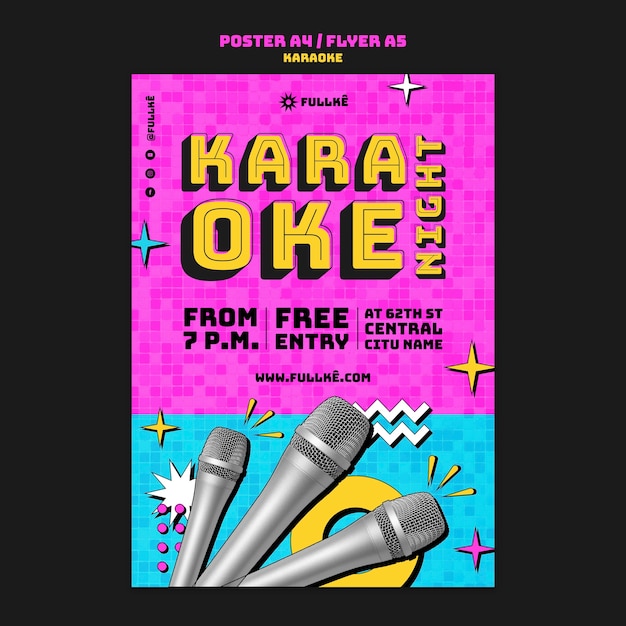 Free PSD karaoke party poster template