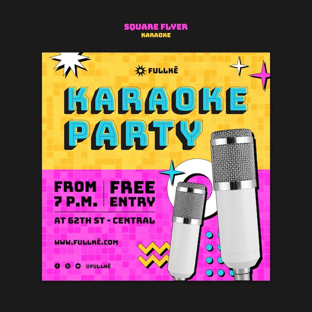 Karaoke party square flyer template