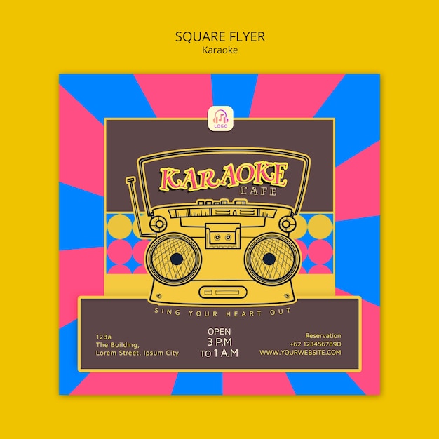 Free PSD karaoke party square flyer template