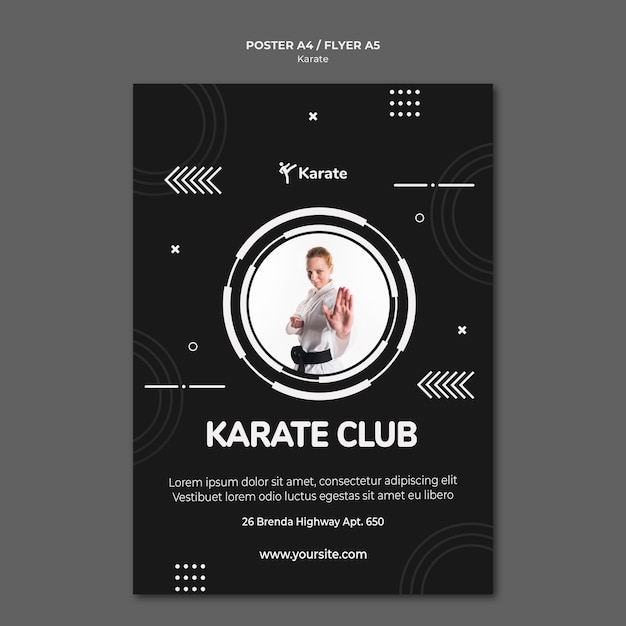 PSD gratuito modello di poster di classe di karate