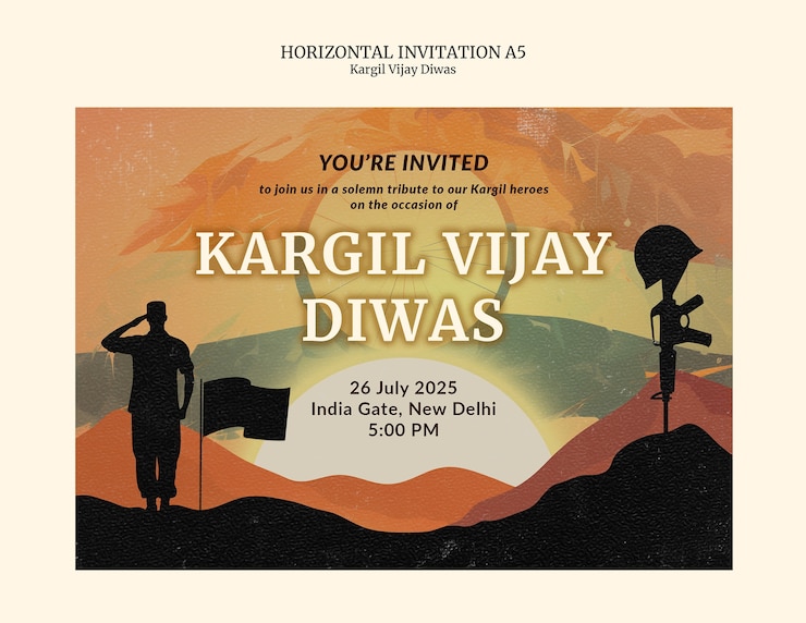 मुफ़्त PSD kargil vijay diwas invitation template