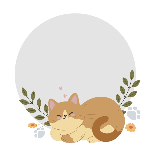 카와이 고양이 프레임 일러스트레이션