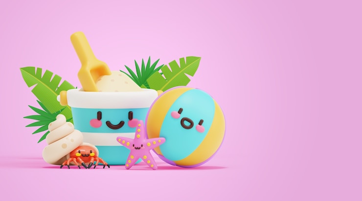 Free PSD kawaii summer background