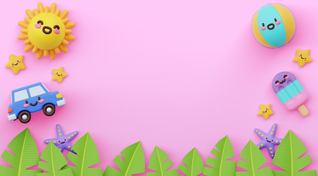 Free PSD kawaii summer background