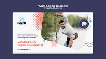 PSD gratuito modello facebook di trasporto in kayak