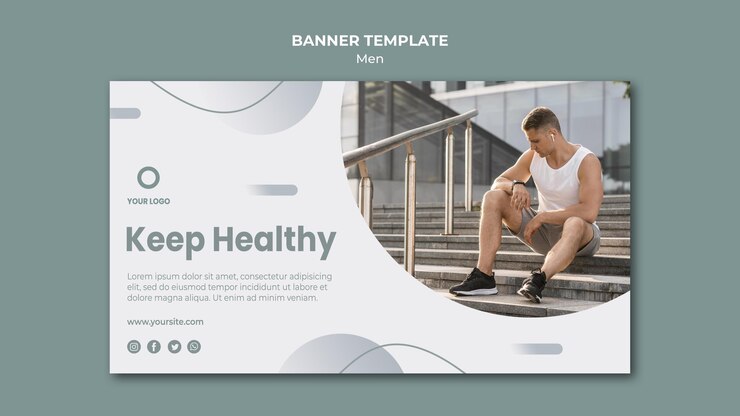 Free PSD keep healthy doing sport banner template