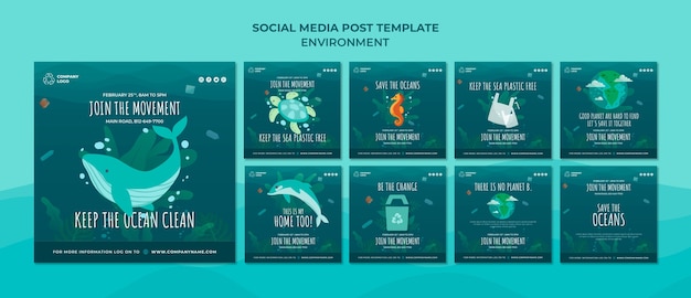 Free PSD keep the ocean clean social media post template