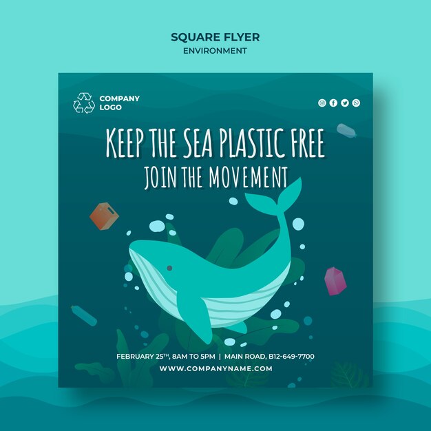 Keep the sea plastic free save waters square flyer