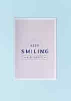 Free PSD keep smiling and be happy poster mockup