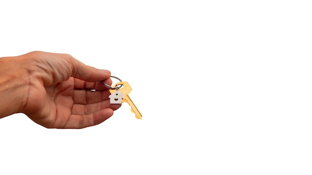 Free PSD keys held in hand isolated