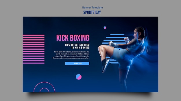 Kick boxing concept banner template