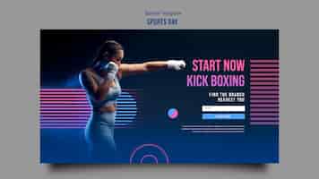 Free PSD kick boxing concept horizontal banner