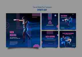 Free PSD kick boxing concept social media posts