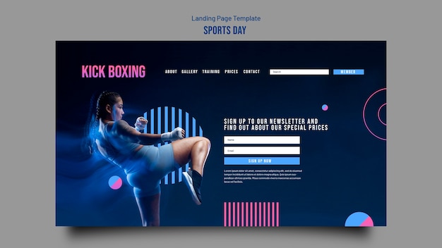 PSD gratuito modello web del concetto di kick boxing