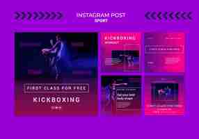 Free PSD kickboxing training instagram posts collection