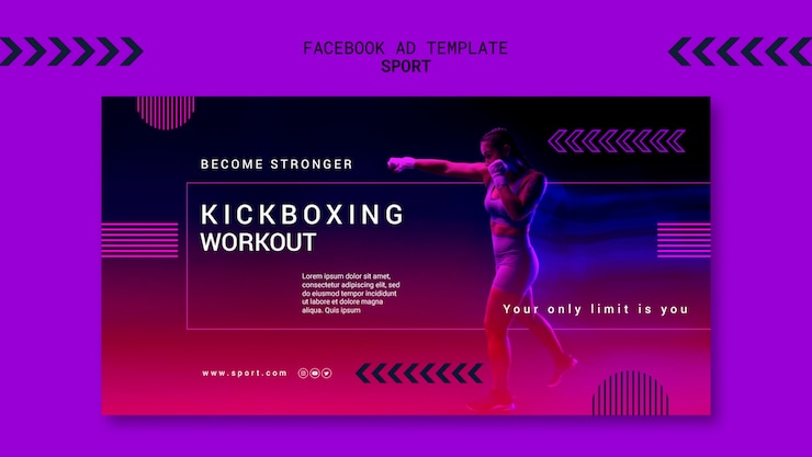 Free PSD kickboxing training social media promo template