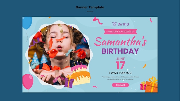PSD gratuito modello di banner festa di compleanno per bambini