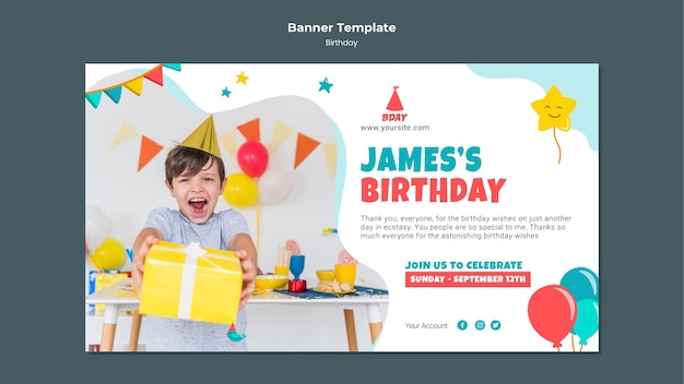kid's birthday horizontal banner
