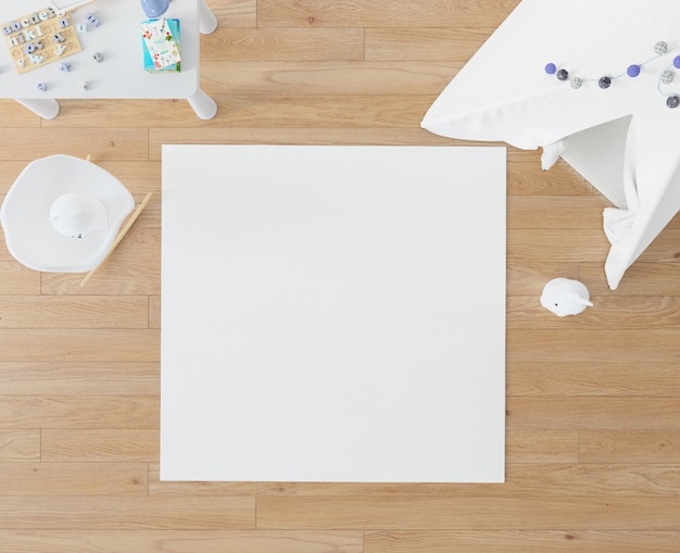 Kid's room with white carpet and teepee