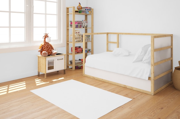 Kid's room with wooden bed