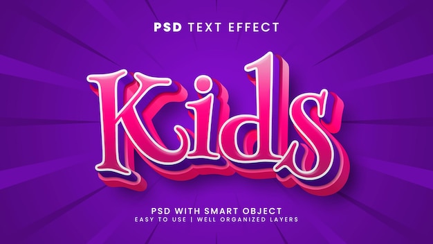 Kids 3d editable text effect with cartoon and funny text style
