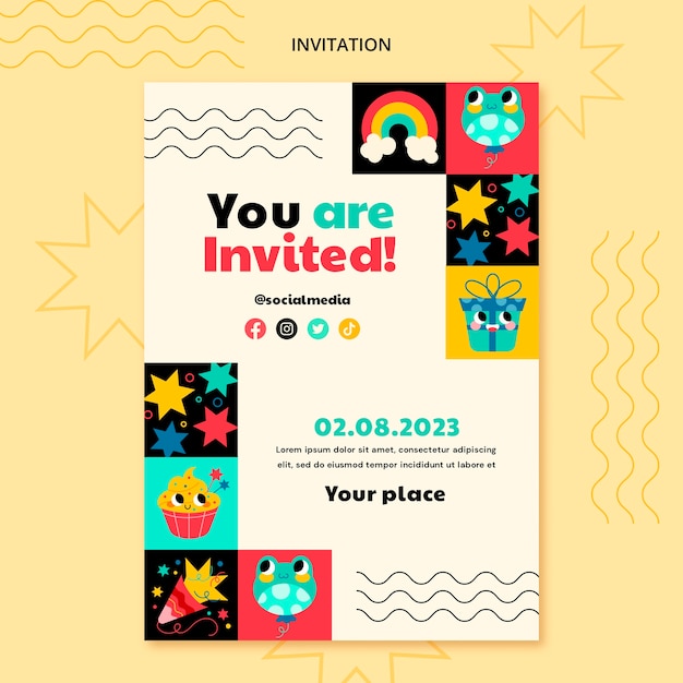 Free PSD kids birthday celebration invitation template