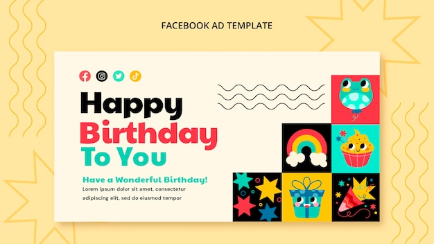 kids birthday celebration social media promo template