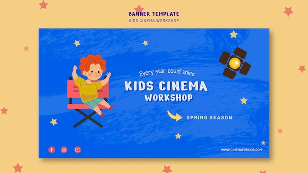 Бесплатный PSD Детский кинотеатр баннер шаблон
