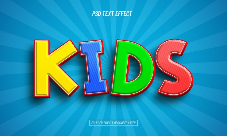 Free PSD kids editable text effect