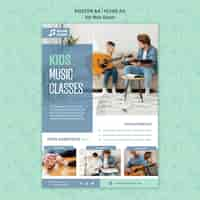 Free PSD kids music classes concept poster template