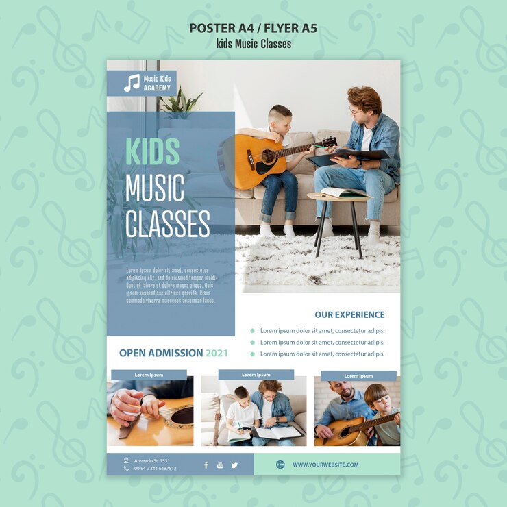 無料PSD 子供の音楽クラスのコンセプトポスターテンプレート