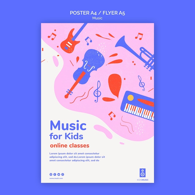 Kids music platform poster template