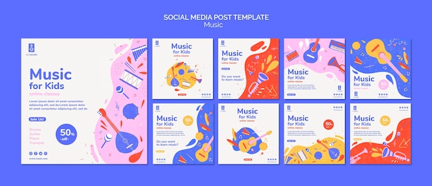 Kids music platform social media post template