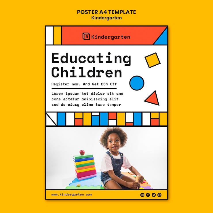 Free PSD kindergarten ad poster template