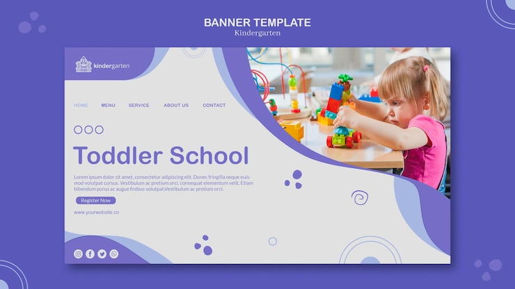 Free PSD kindergarten banner template