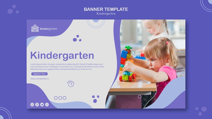Free PSD kindergarten banner template