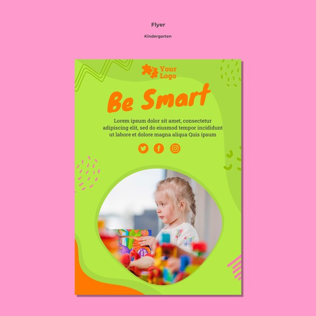 kindergarten flyer a5 template with photo