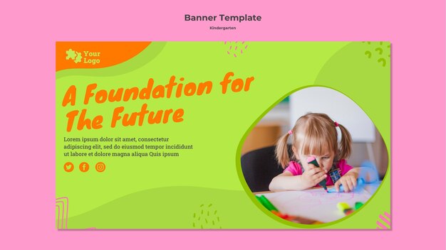 kindergarten horizontal banner template