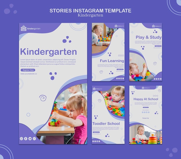 Free PSD kindergarten instagram stories template