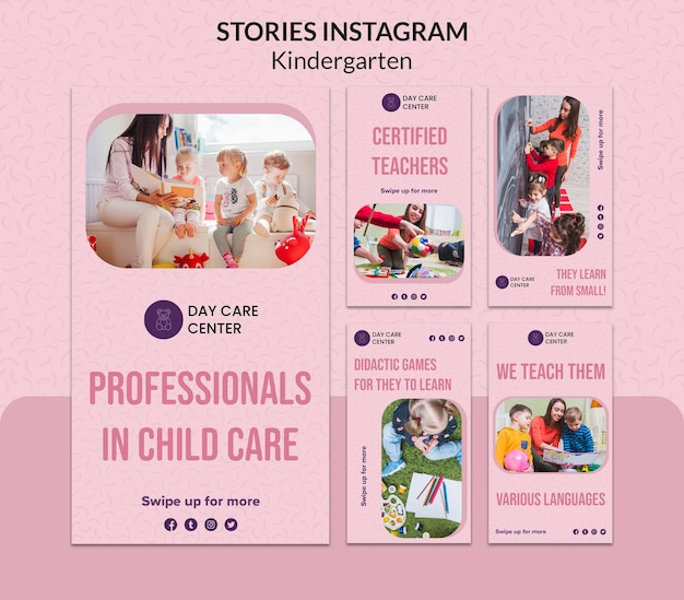 Free PSD kindergarten instagram stories web  template