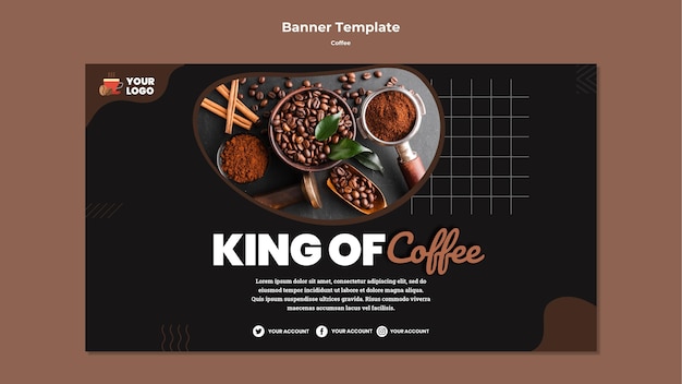 PSD gratuito modello di banner re del caffè